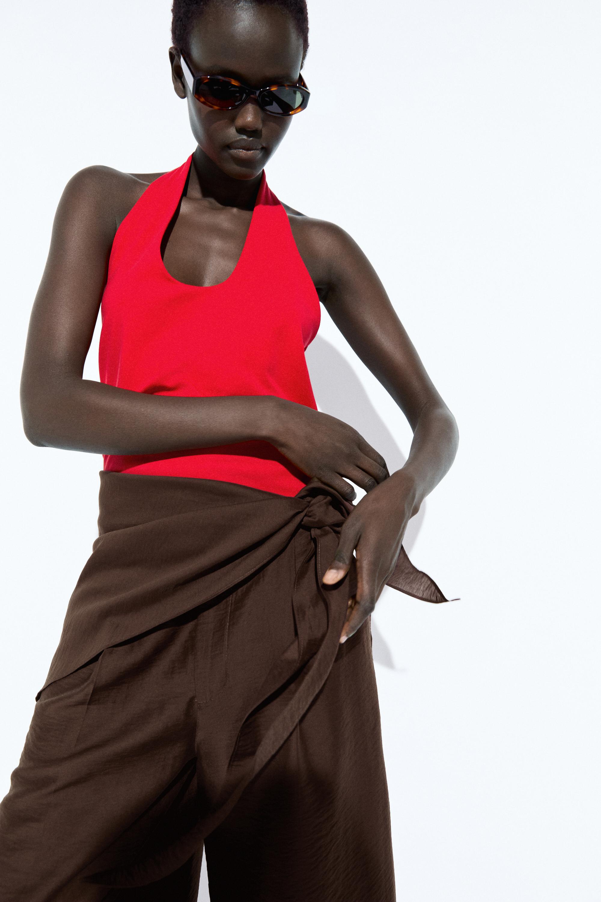 Long flowing Bermuda shorts with scarf detail
